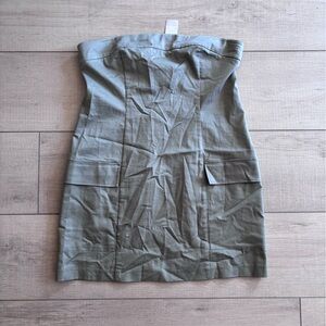 NWT Abercrombie & Fitch Taupe/Olive Strapless Utility Pocket Mini Dress Size L
